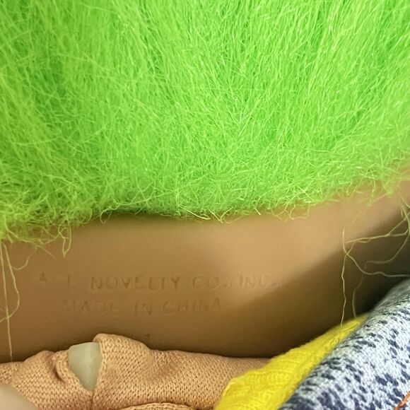 Vintage Ace Novelty Treasure Troll Tot Green Heart Wishstone Large Doll 14" - Picture 16 of 16